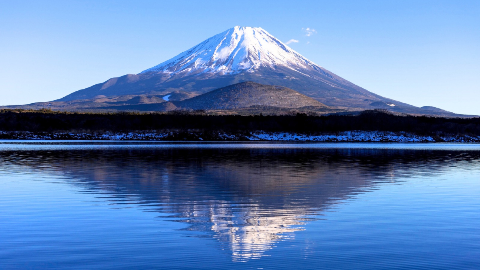 湖面に映る富士山